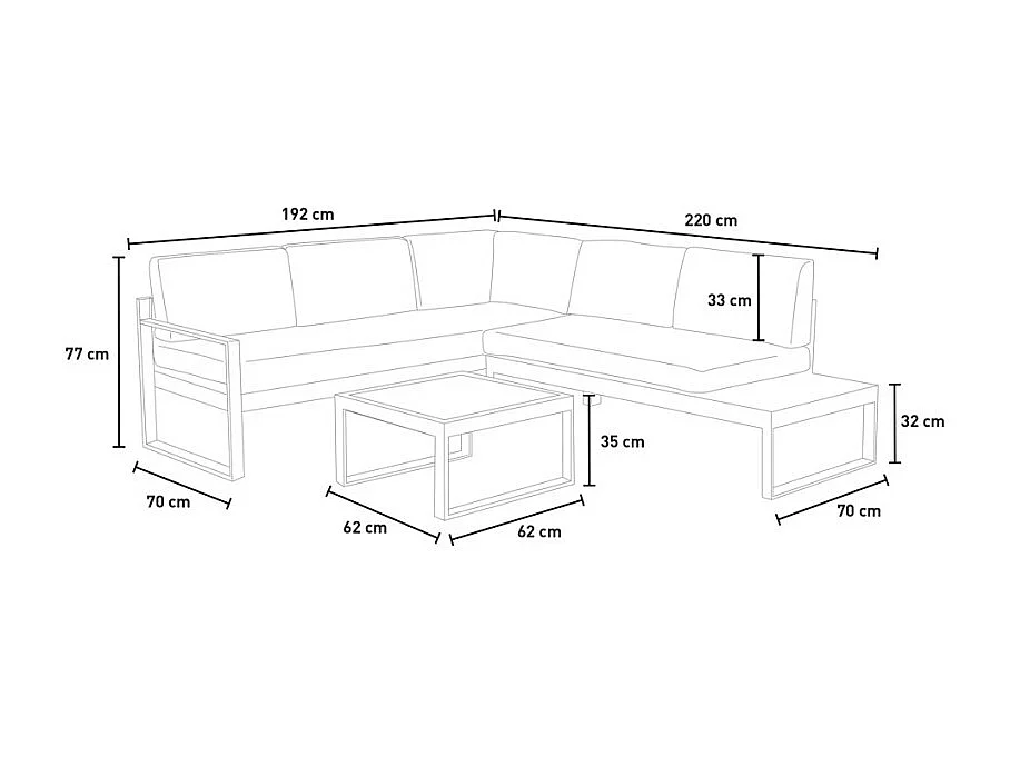 Garten Lounge Outdoor Ecksofa 3 + 2 Sitzer Couchtisch Eysha
