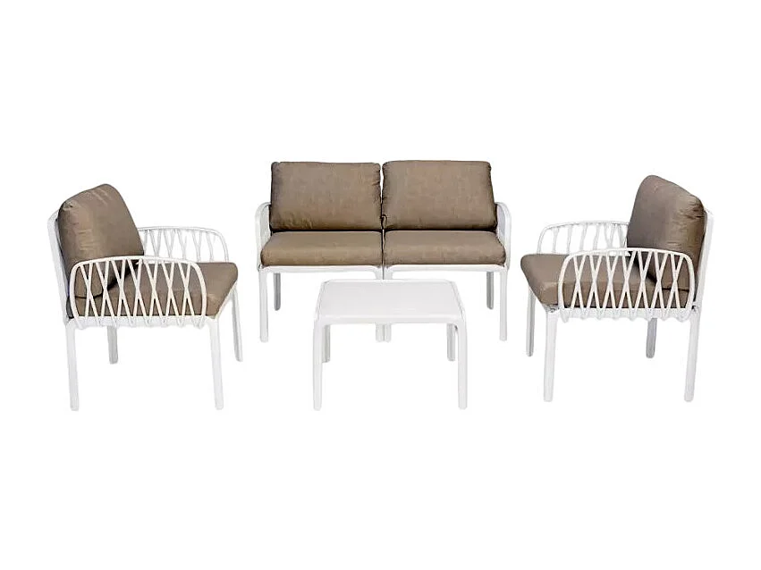 Salón exterior sofá mesita centro 2 sillones Portofino Grand Soleil - Blanco