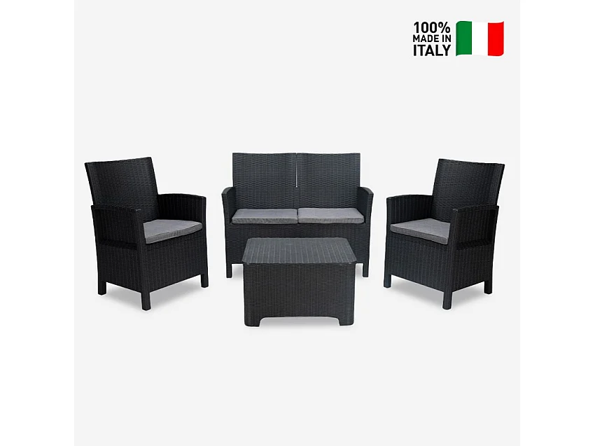 Conjunto exterior 2 sillones sofá mesa de almacenaje Riccione Grand Soleil