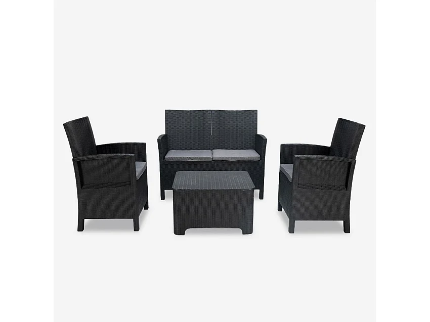 Conjunto exterior 2 sillones sofá mesa de almacenaje Riccione Grand Soleil