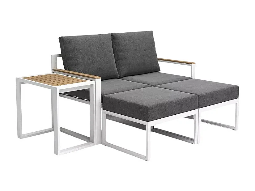 Salotto da giardino con 2 poltrone poggiapiedi e tavolino Eden