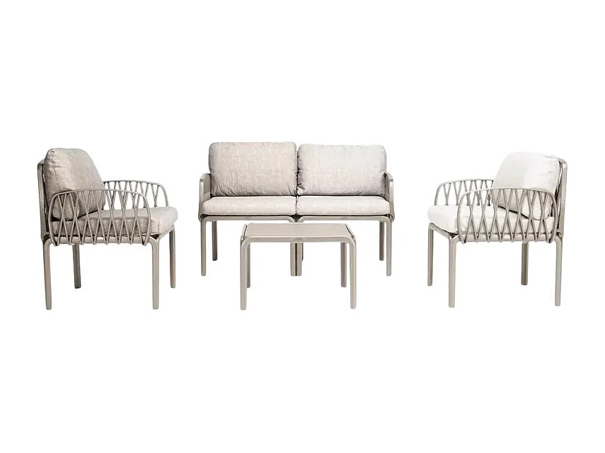 Salón exterior sofá mesita centro 2 sillones Portofino Grand Soleil - Beige Juta