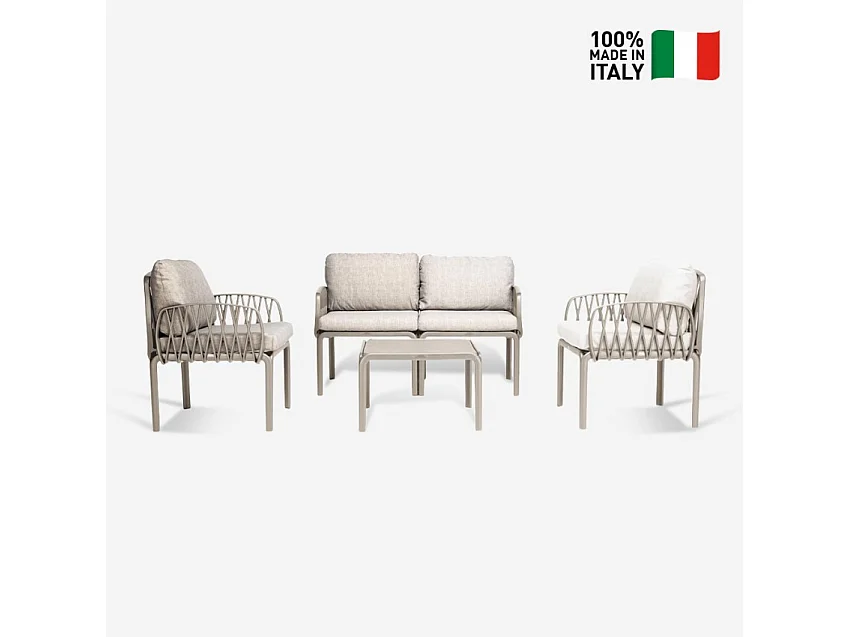 Salón exterior sofá mesita centro 2 sillones Portofino Grand Soleil - Beige Juta