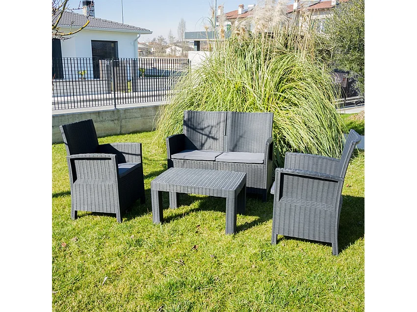 Conjunto jardín exterior sofá 2 sillones mesa de centro Taormina Grand Soleil