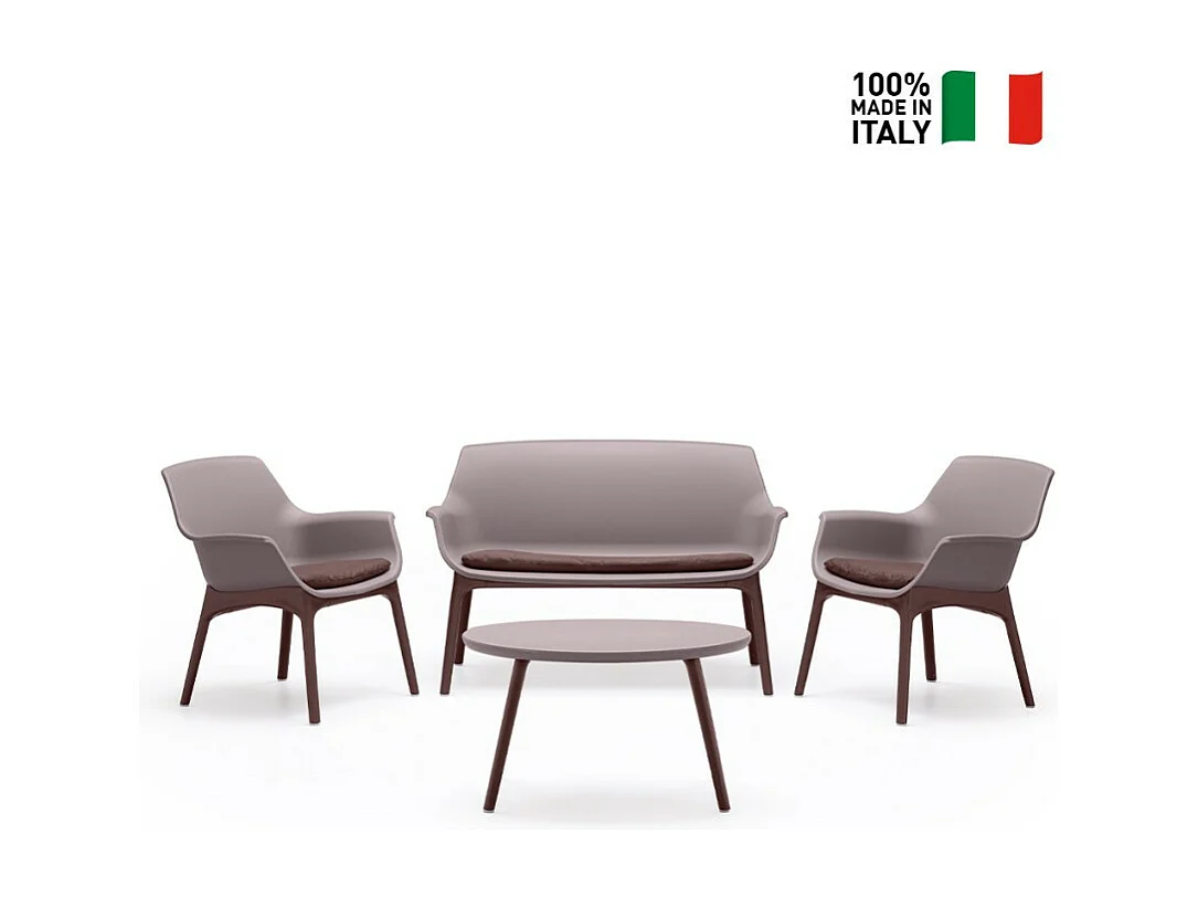 Set de jardín para el exterior compuesto por 2 sillas, 1 sillón y 1 mesita Luxor Lounge - Gris