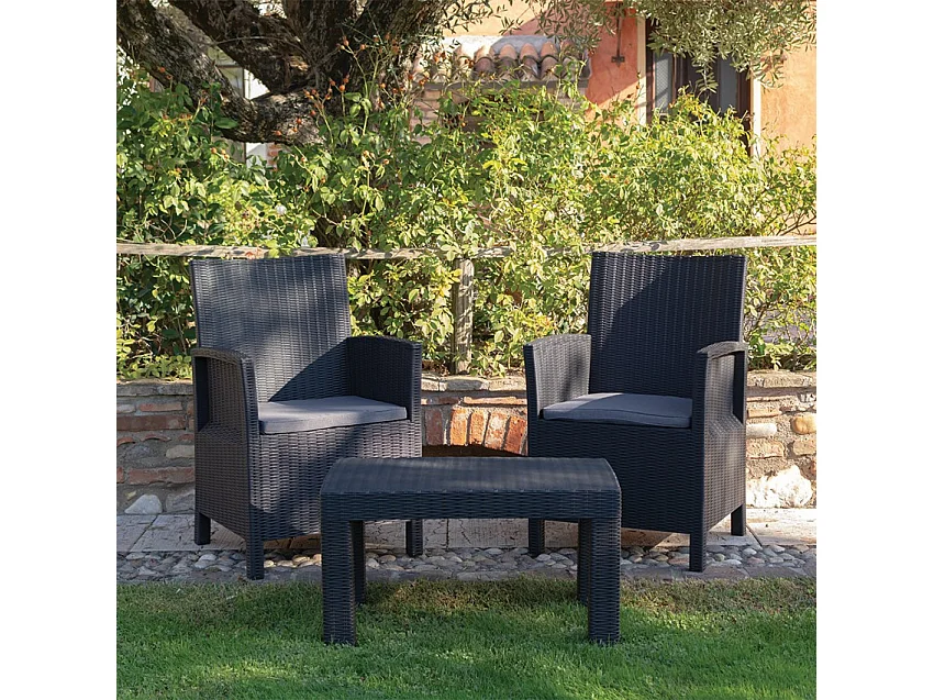 Set Gartenmöbel 2 Sessel Kissen und  Tisch Tropea Grand Soleil