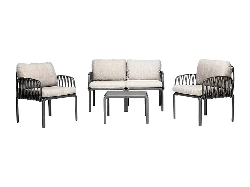 Salón exterior sofá mesita centro 2 sillones Portofino Grand Soleil - Antracita