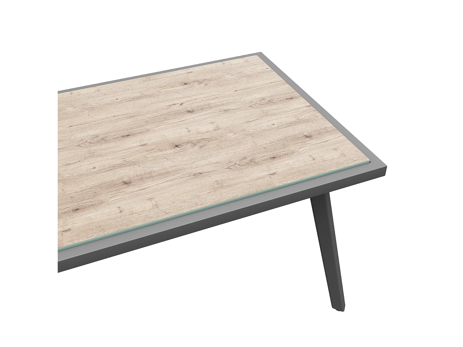 Ensemble de salle à manger de jardin pour 8 places, cordage, 1 table avec veinure de bois, en fer galvanisé, canapé d'angle - 2 fauteuils, gris