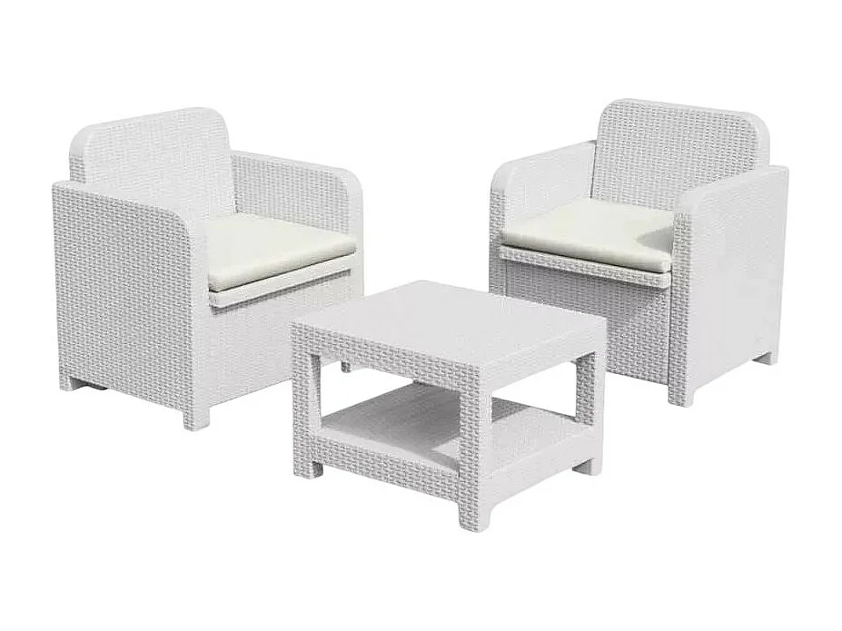 Conjunto de sillones para exterior Grand Soleil Giglio bar mimbre 2 plazas - Blanco
