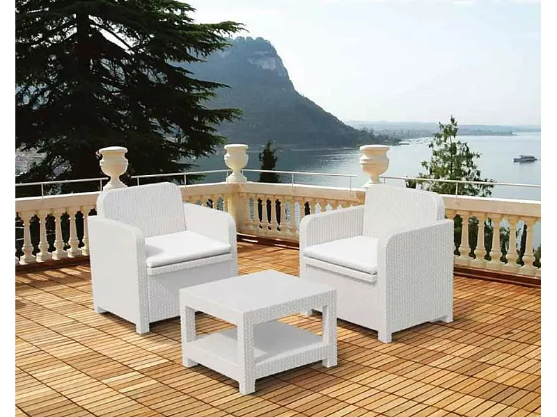 Conjunto de sillones para exterior Grand Soleil Giglio bar mimbre 2 plazas - Blanco