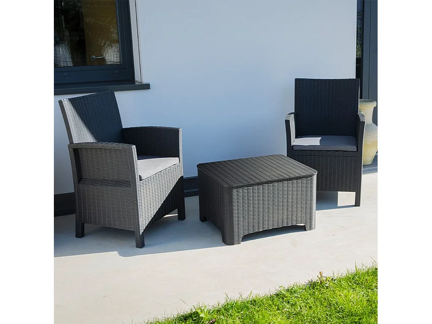 Set Gartenmöbel  Sitzgruppe 2 Sessel Tisch Outdoor Rimini Grand Soleil