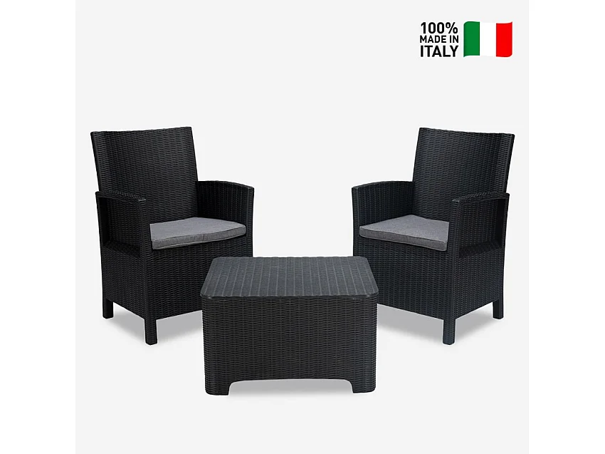 Set Gartenmöbel  Sitzgruppe 2 Sessel Tisch Outdoor Rimini Grand Soleil