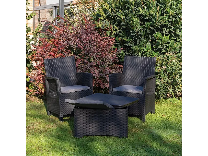 Set Gartenmöbel  Sitzgruppe 2 Sessel Tisch Outdoor Rimini Grand Soleil