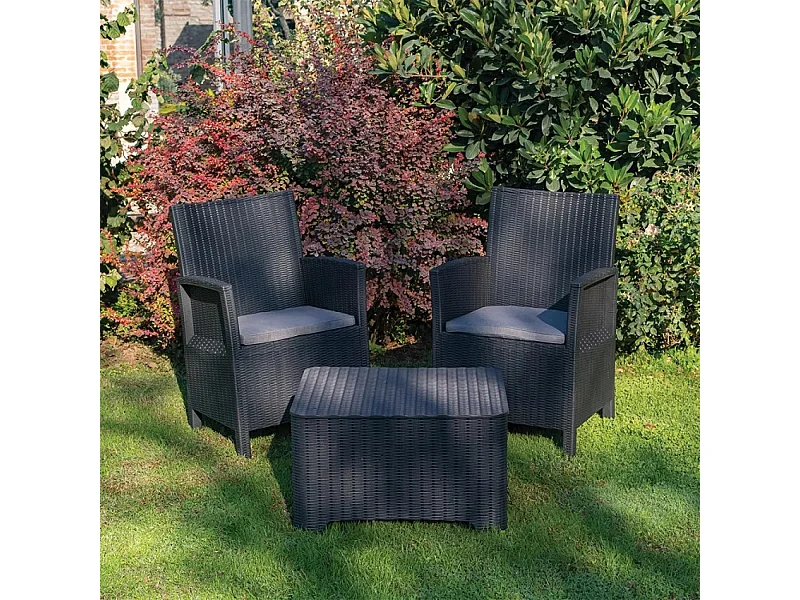 Set Gartenmöbel  Sitzgruppe 2 Sessel Tisch Outdoor Rimini Grand Soleil