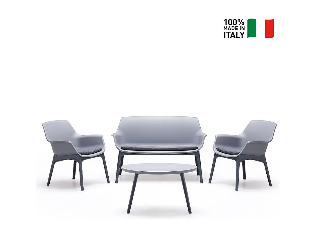 Set de jardín para el exterior compuesto por 2 sillas, 1 sillón y 1 mesita Luxor Lounge - Marrón