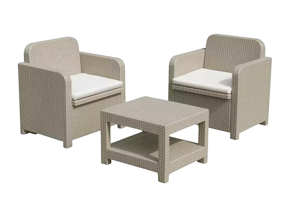 Outdoor Garten Lounge Sessel Grand Soleil Giglio Bar Rattan 2 Sitzer - Beige