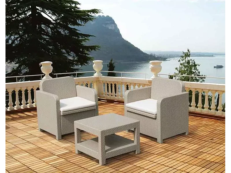 Conjunto de sillones para exterior Grand Soleil Giglio bar mimbre 2 plazas - Beige