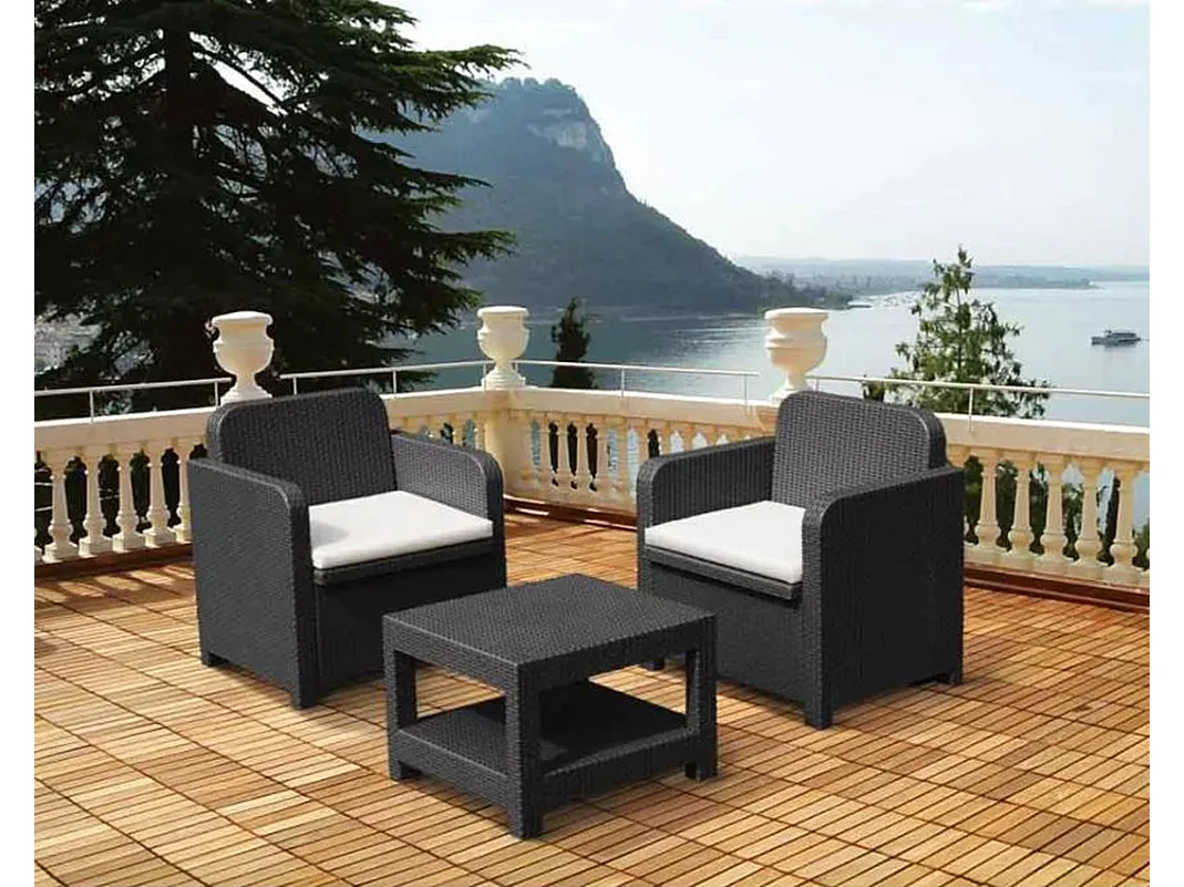 Conjunto de sillones para exterior Grand Soleil Giglio bar mimbre 2 plazas - Negro
