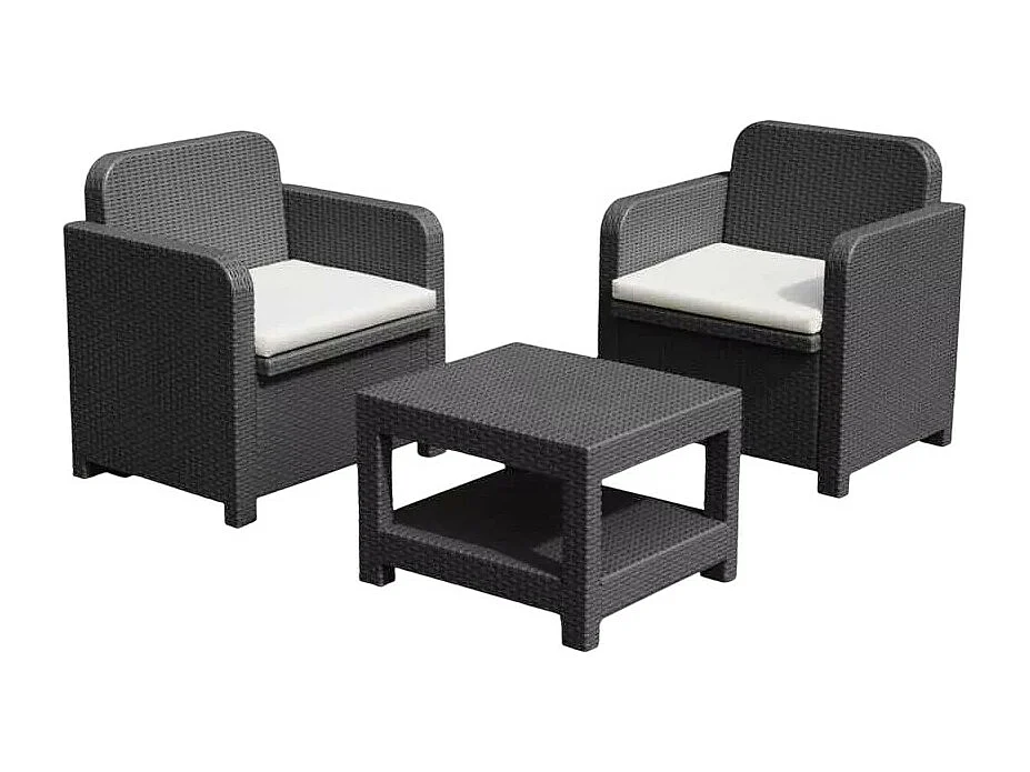 Conjunto de sillones para exterior Grand Soleil Giglio bar mimbre 2 plazas - Negro