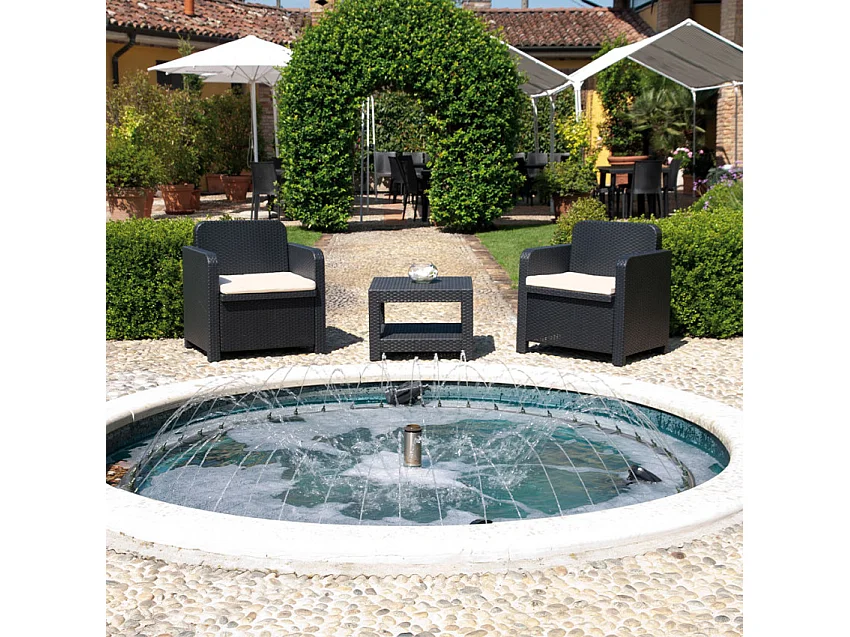 Conjunto de sillones para exterior Grand Soleil Giglio bar mimbre 2 plazas - Negro