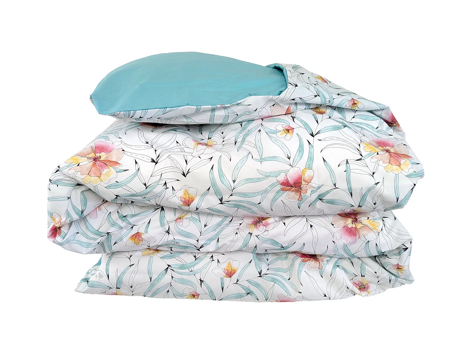 Housse de couette 280x240 cm percale de coton ROXANE multicolore