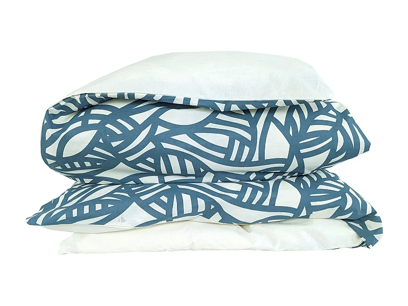 Housse de couette 200x200 cm coton lavé SERENA Bleu beige