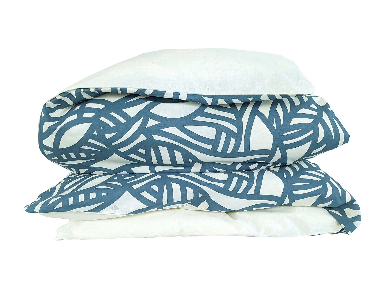 Housse de couette 260x240 cm coton lavé SERENA Bleu beige