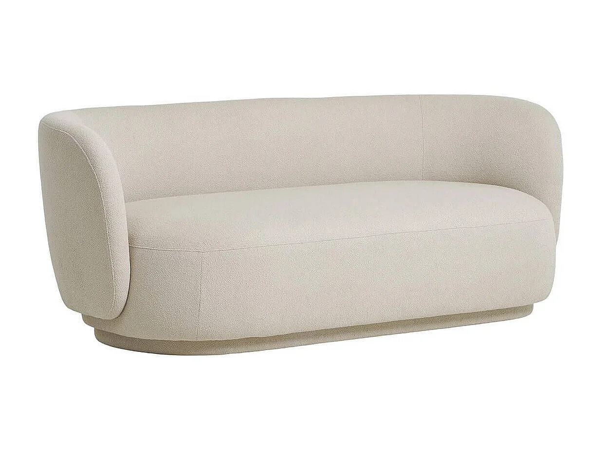 AVALON - Canapé Fixe 2,5 Places Tissu Bouclettes Beige Clair