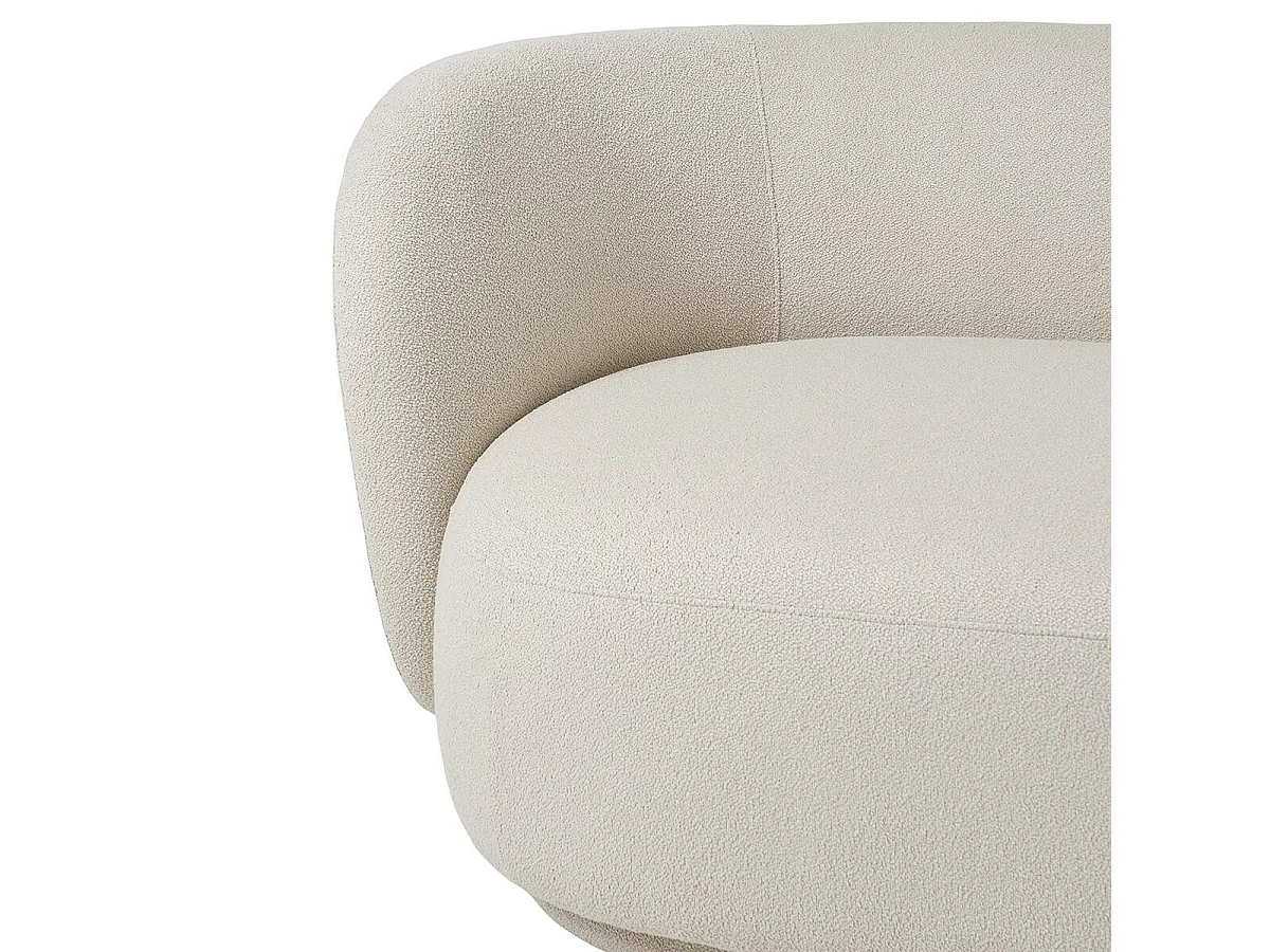 AVALON - Canapé Fixe 2,5 Places Tissu Bouclettes Beige Clair