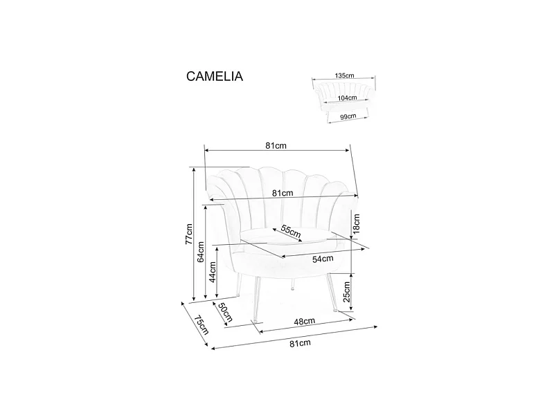 Sofa CAMELLIA 2 VELVET szara