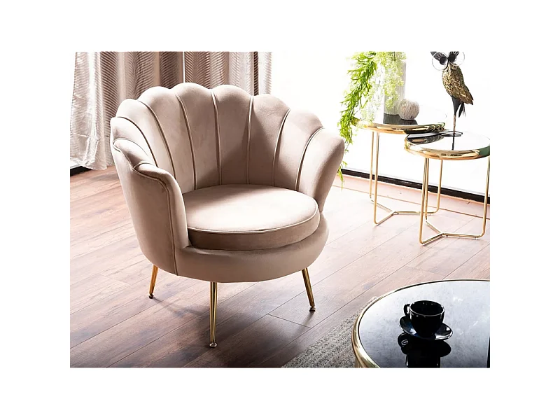 Fotel tapicerowany CAMELLIA 1 VELVET beżowy