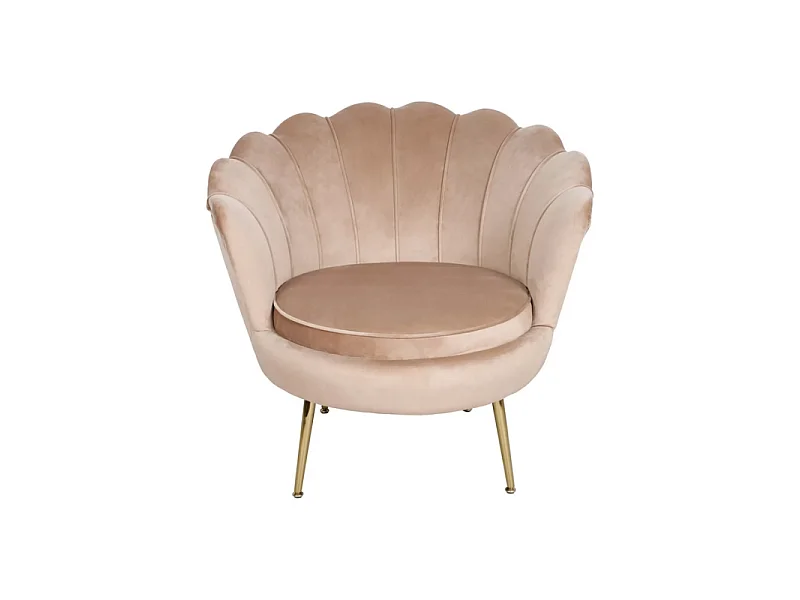 Fauteuil en velours "Camellia 1" - Velvet - Beige/Doré - L 81 x H 77 cm