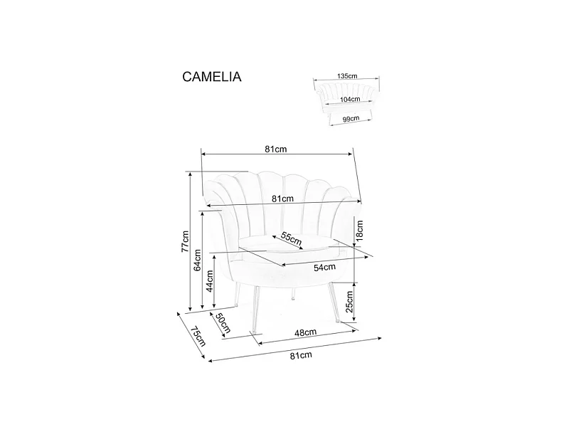 Fotel tapicerowany CAMELLIA 1 VELVET beżowy