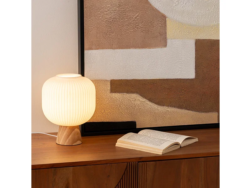 Lampe à Poser en Verre "Travis" 25cm Blanc