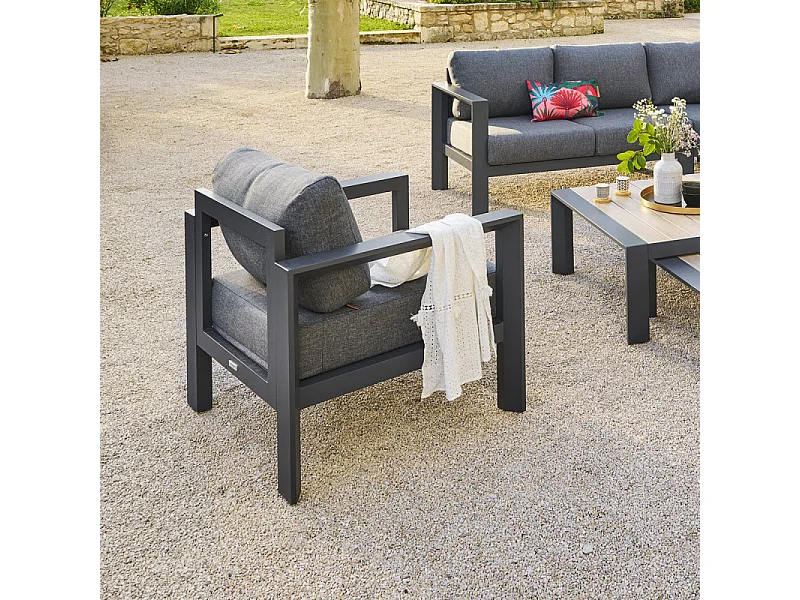 Fauteuil salon extérieur Evasion graphite Hespéride