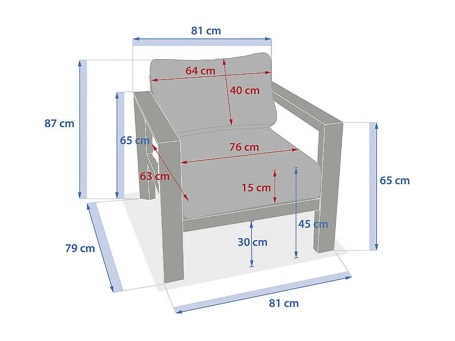 Fauteuil salon extérieur Evasion graphite Hespéride