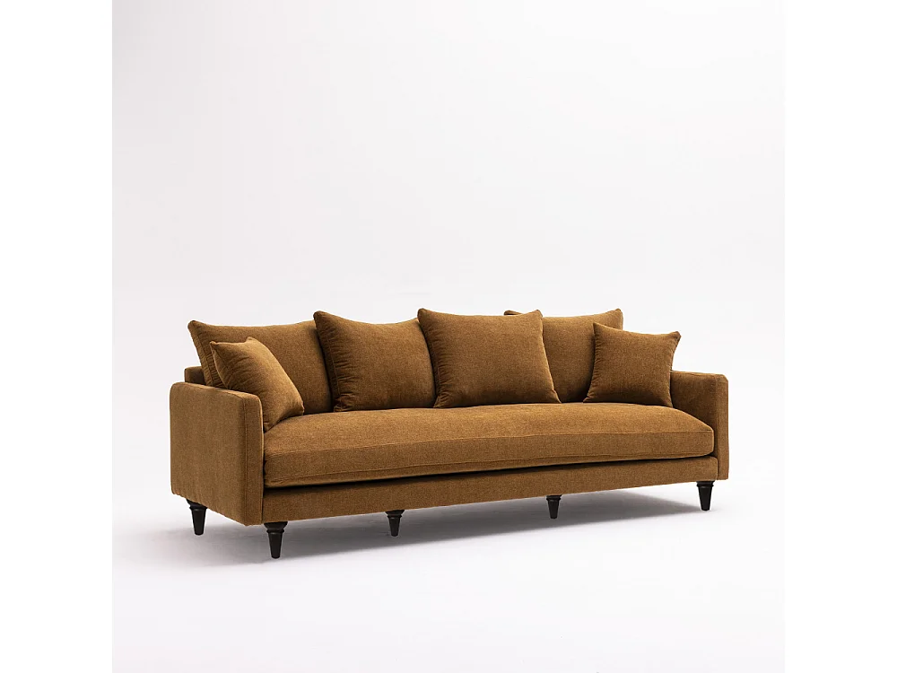 Villabon - Canapé 4 places en tissu pieds tournés - Bronze