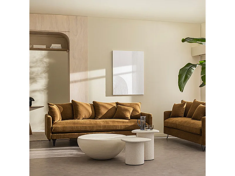 Villabon - Canapé 4 places en tissu pieds tournés - Bronze