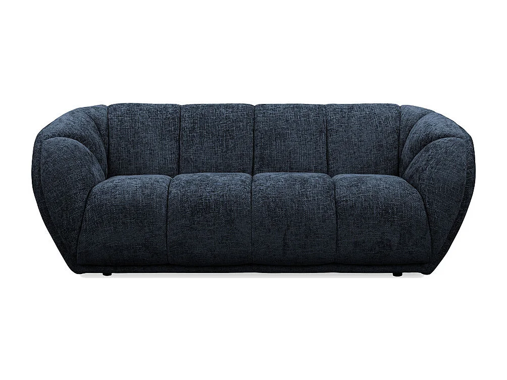 West - Canapé droit 3 places en tissu à forme arrondie - Bleu