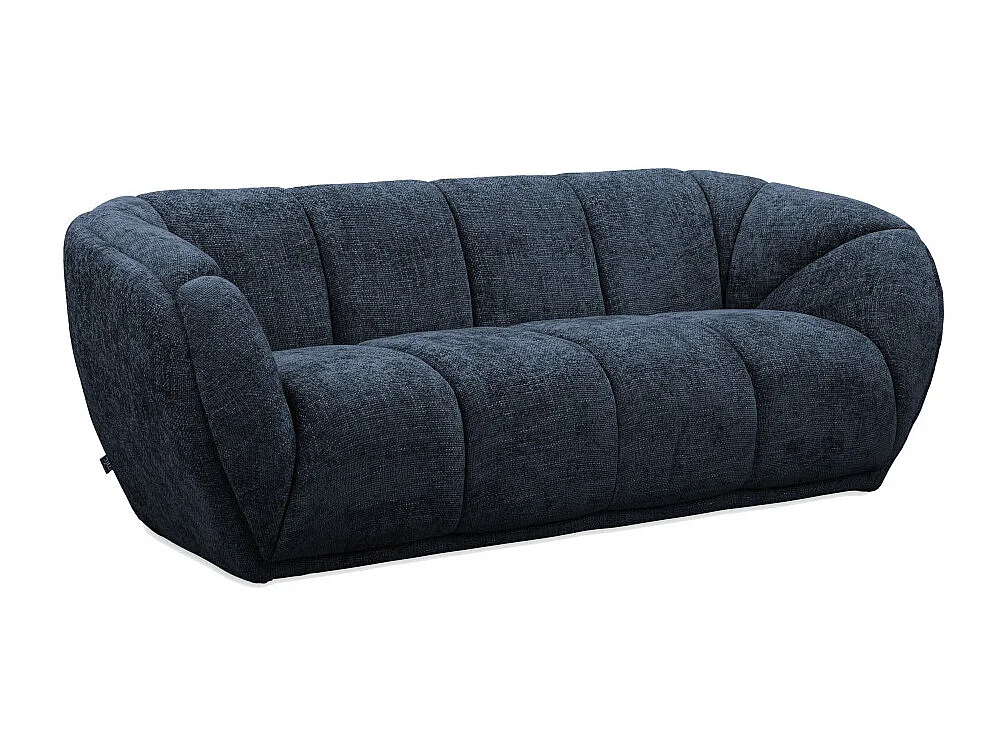 West - Canapé droit 3 places en tissu à forme arrondie - Bleu