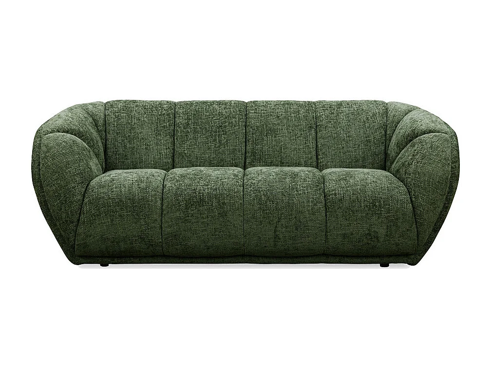 West - Canapé droit 3 places en tissu à forme arrondie - Vert