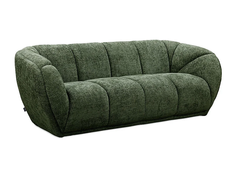 West - Canapé droit 3 places en tissu à forme arrondie - Vert