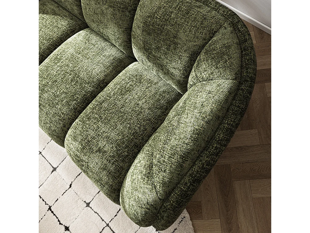 West - Canapé droit 3 places en tissu à forme arrondie - Vert