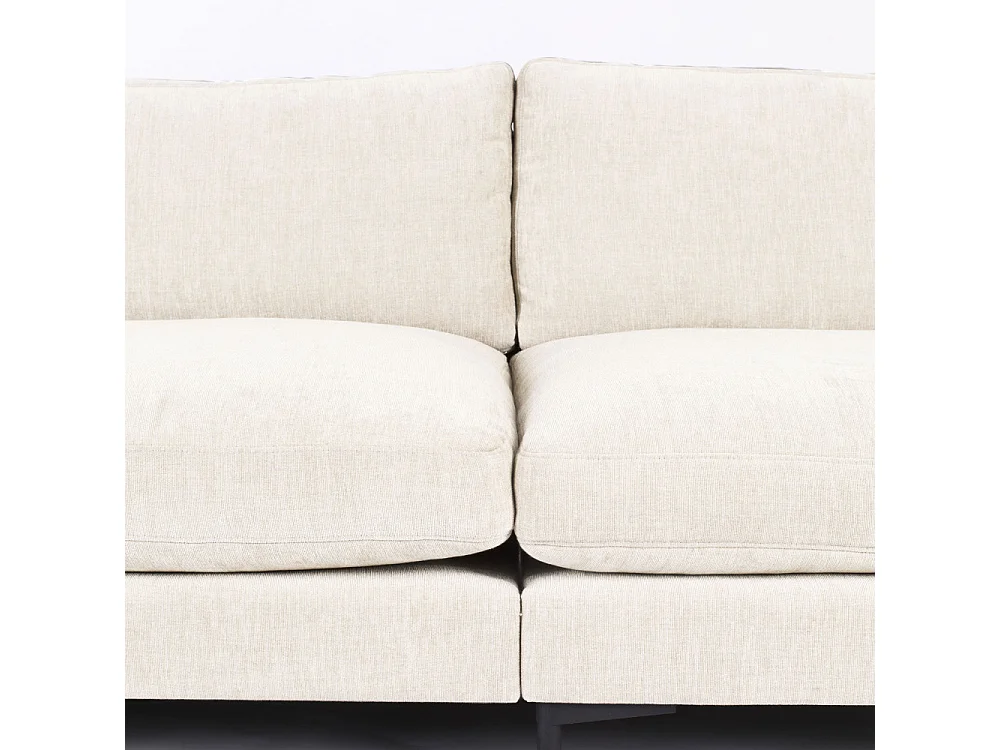 Summer - Canapé droit 3 places en tissu et pieds en métal - Écru