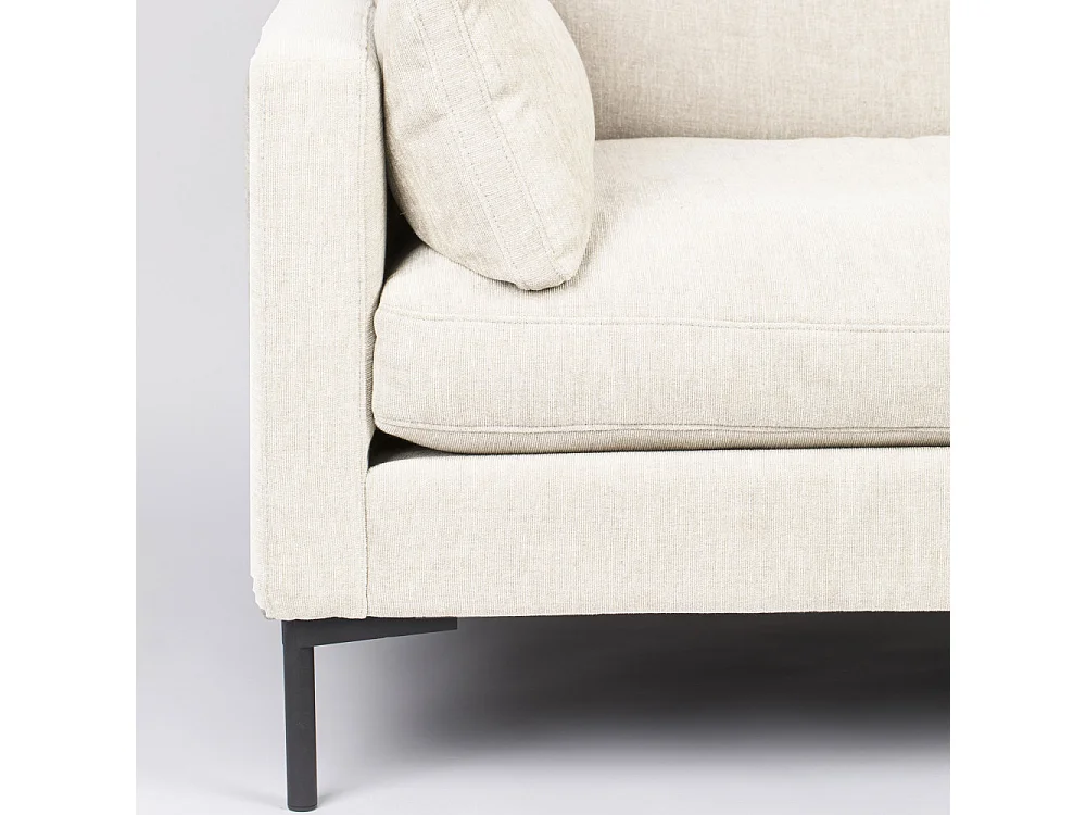 Summer - Canapé droit 3 places en tissu et pieds en métal - Écru