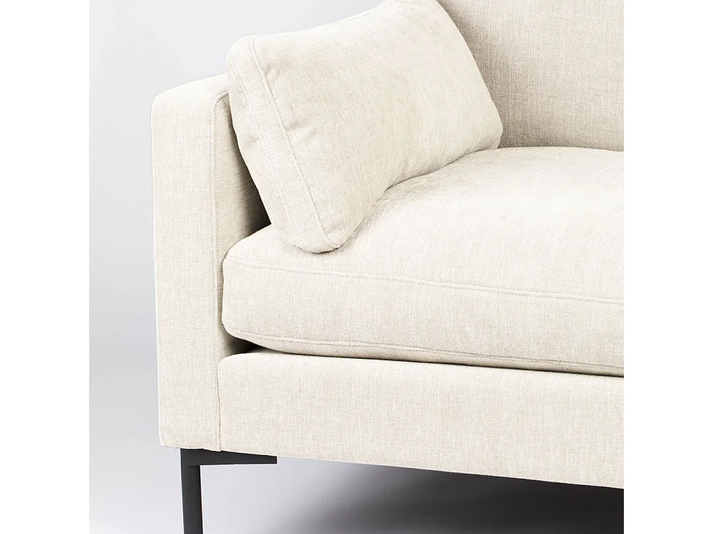 Summer - Canapé droit 3 places en tissu et pieds en métal - Écru