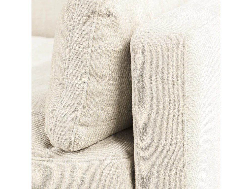 Summer - Canapé droit 3 places en tissu et pieds en métal - Écru