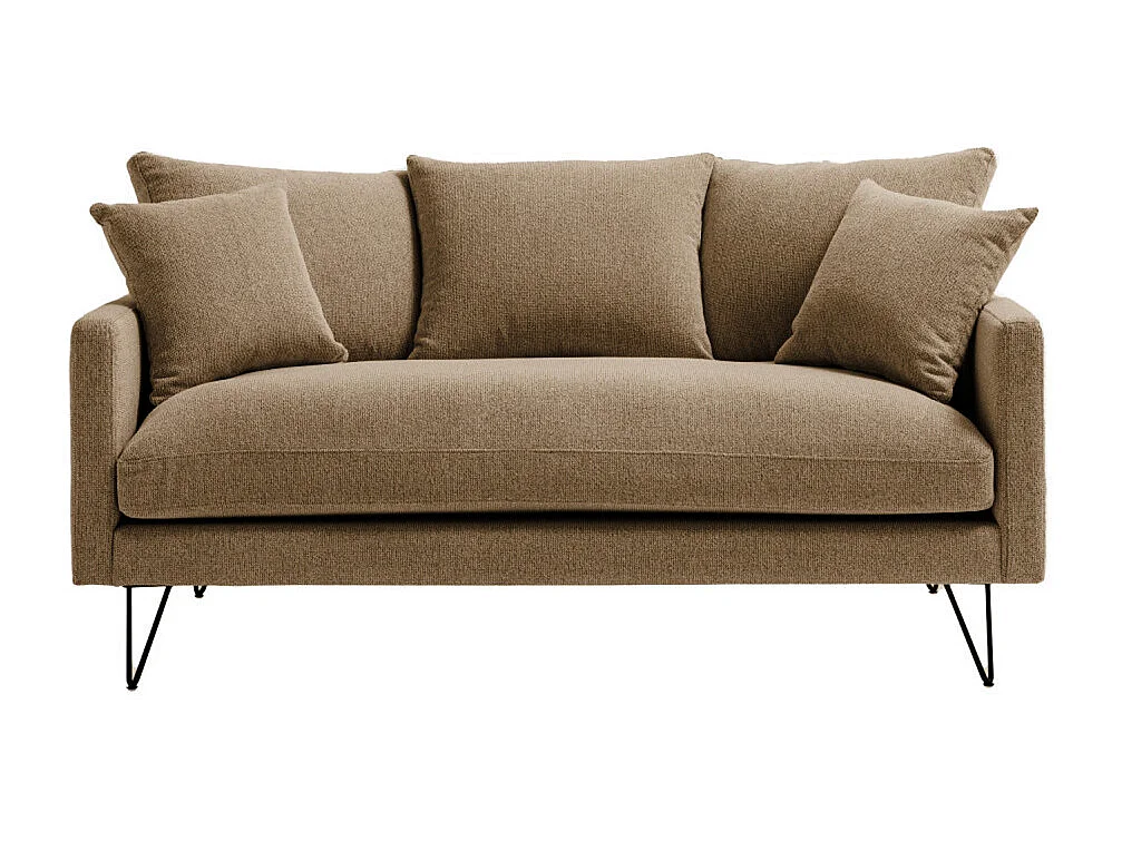 Villabon - Canapé 3 places en tissu pieds épingles noirs - Caramel chiné