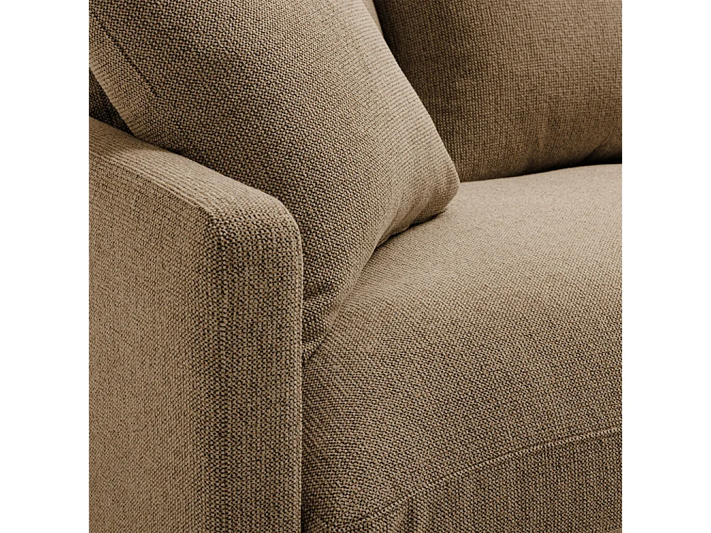 Villabon - Canapé 3 places en tissu pieds épingles noirs - Caramel chiné