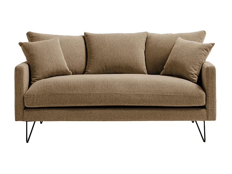 Villabon - Canapé 3 places en tissu pieds épingles noirs - Caramel chiné